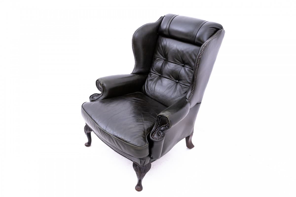 Ciemnobrązowy fotel Chesterfield, Francja, lata 50. - 50069