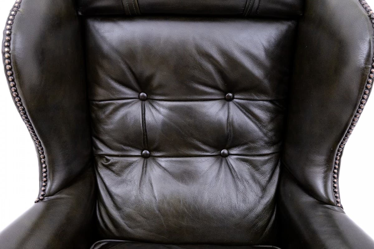 Ciemnobrązowy fotel Chesterfield, Francja, lata 50. - 50071