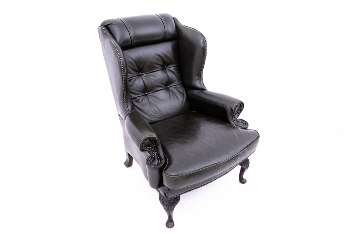 Ciemnobrązowy fotel Chesterfield, Francja, lata 50. - 50067