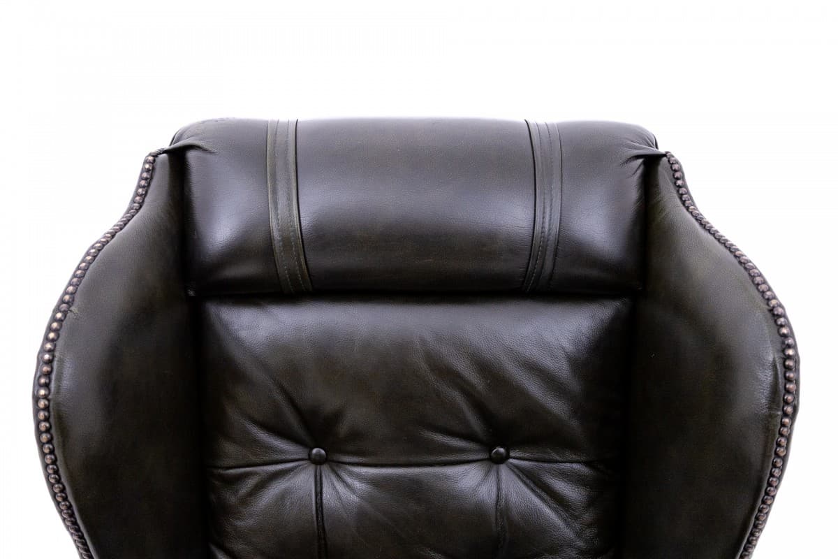 Ciemnobrązowy fotel Chesterfield, Francja, lata 50. - 50070