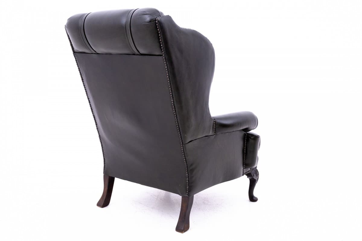 Ciemnobrązowy fotel Chesterfield, Francja, lata 50. - 50076