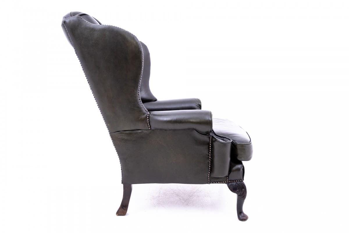 Ciemnobrązowy fotel Chesterfield, Francja, lata 50. - 50075