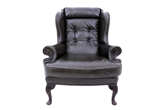 Ciemnobrązowy fotel Chesterfield, Francja, lata 50. - WYMIARY