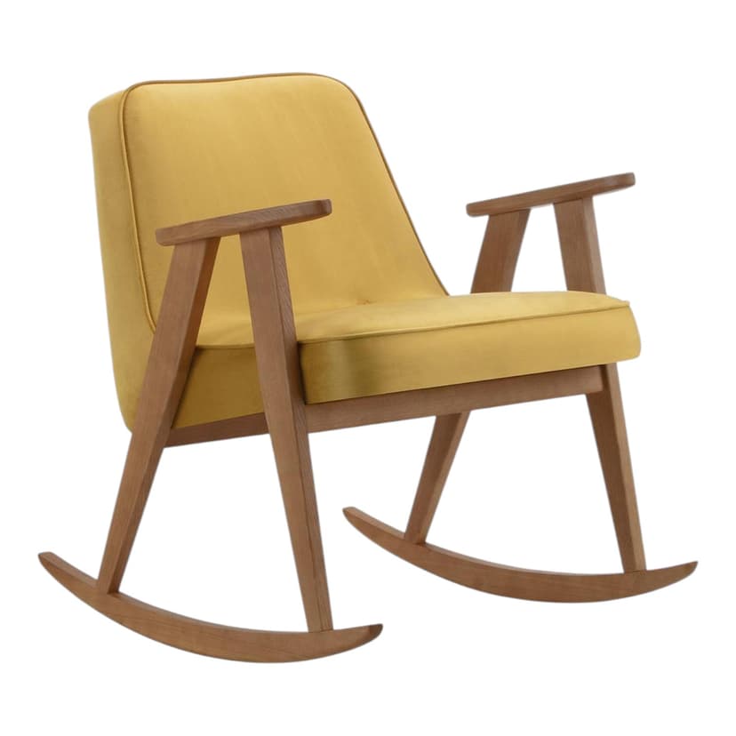 Fotel bujany 366, Shine Velvet Mustard, dąb 03 Dark, proj. J. Chierowski, 366 Concept