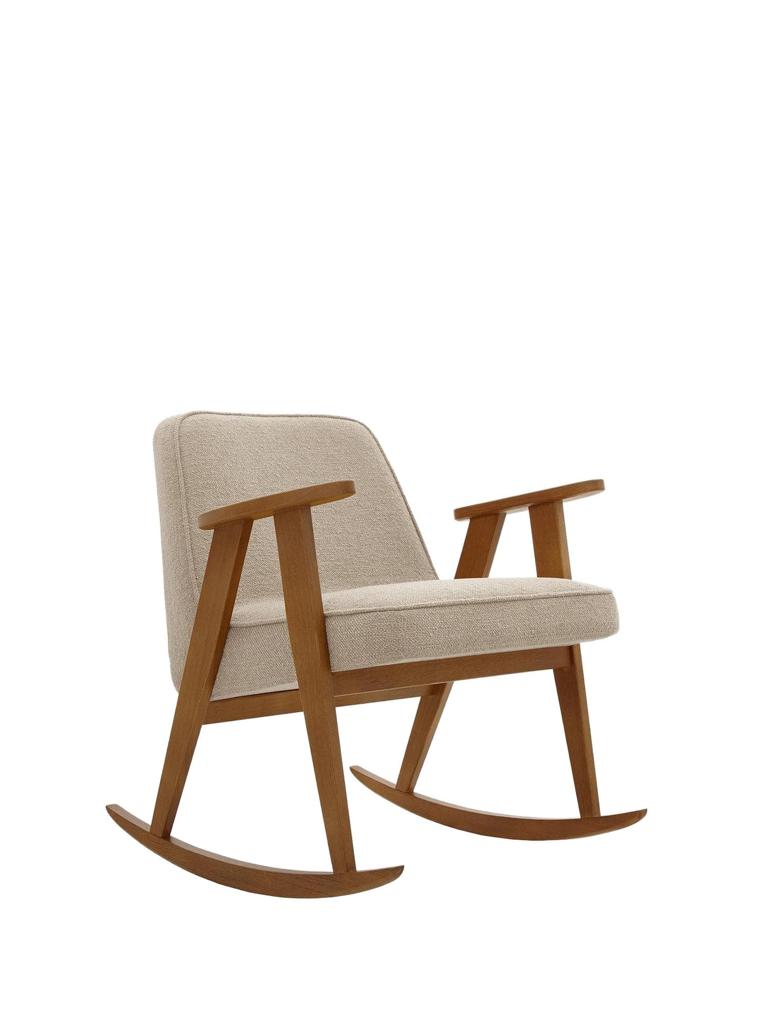 366 Rocking chair 64x70x75 cm oak boucle beige, by Józef Chierowski - 65176