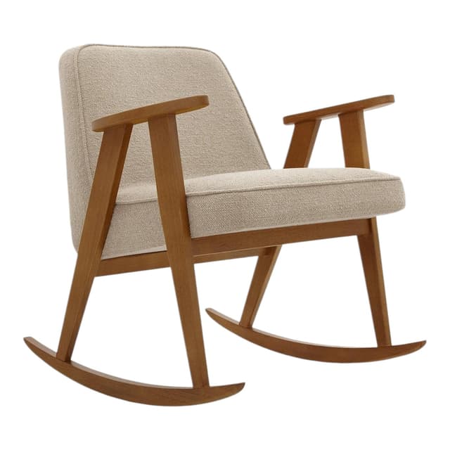 366 Rocking chair 64x70x75 cm oak boucle beige, by Józef Chierowski - DIMENSION