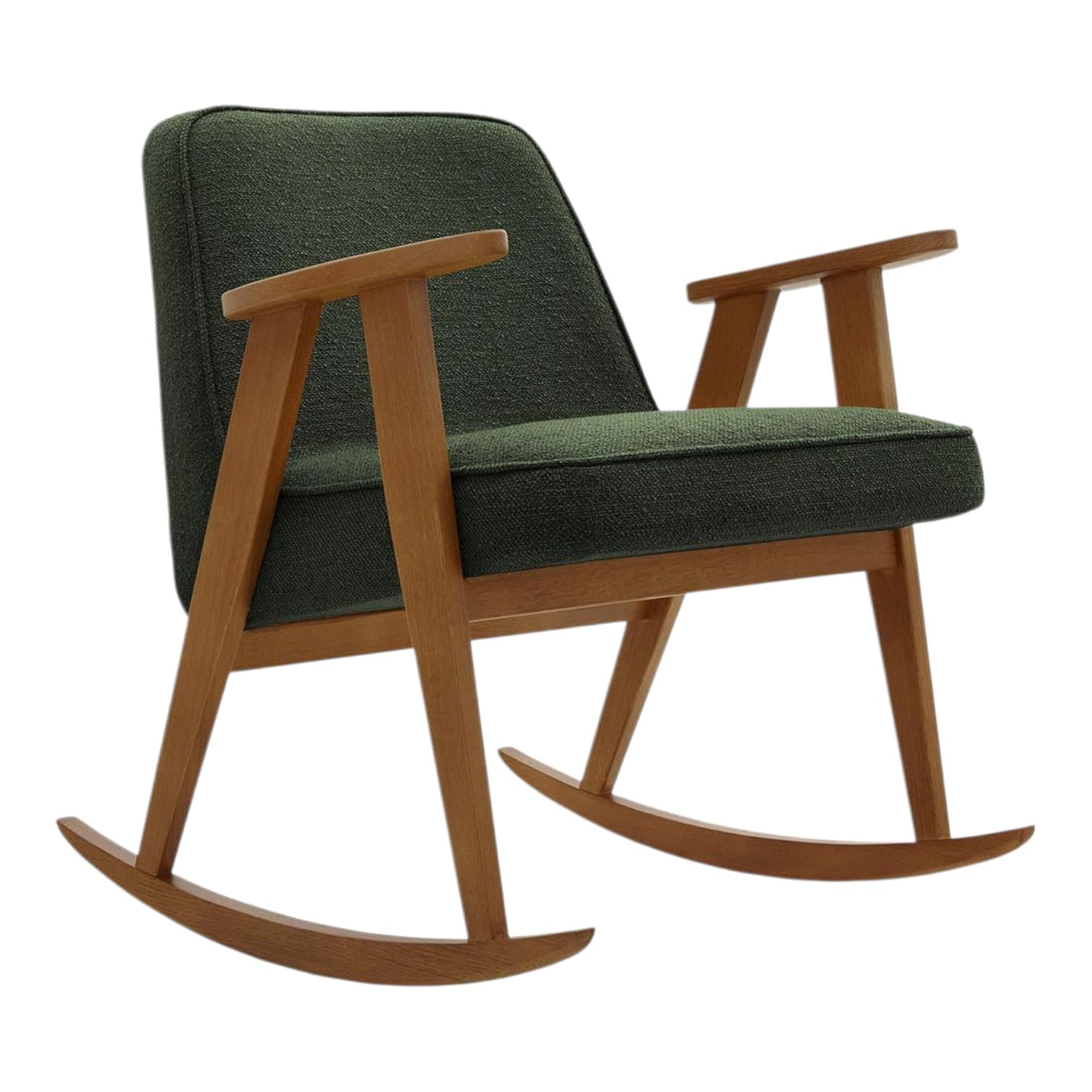 Fotel bujany 366 Boucle Bottle Green, dąb 03 Dark, proj. J. Chierowski, 366 Concept