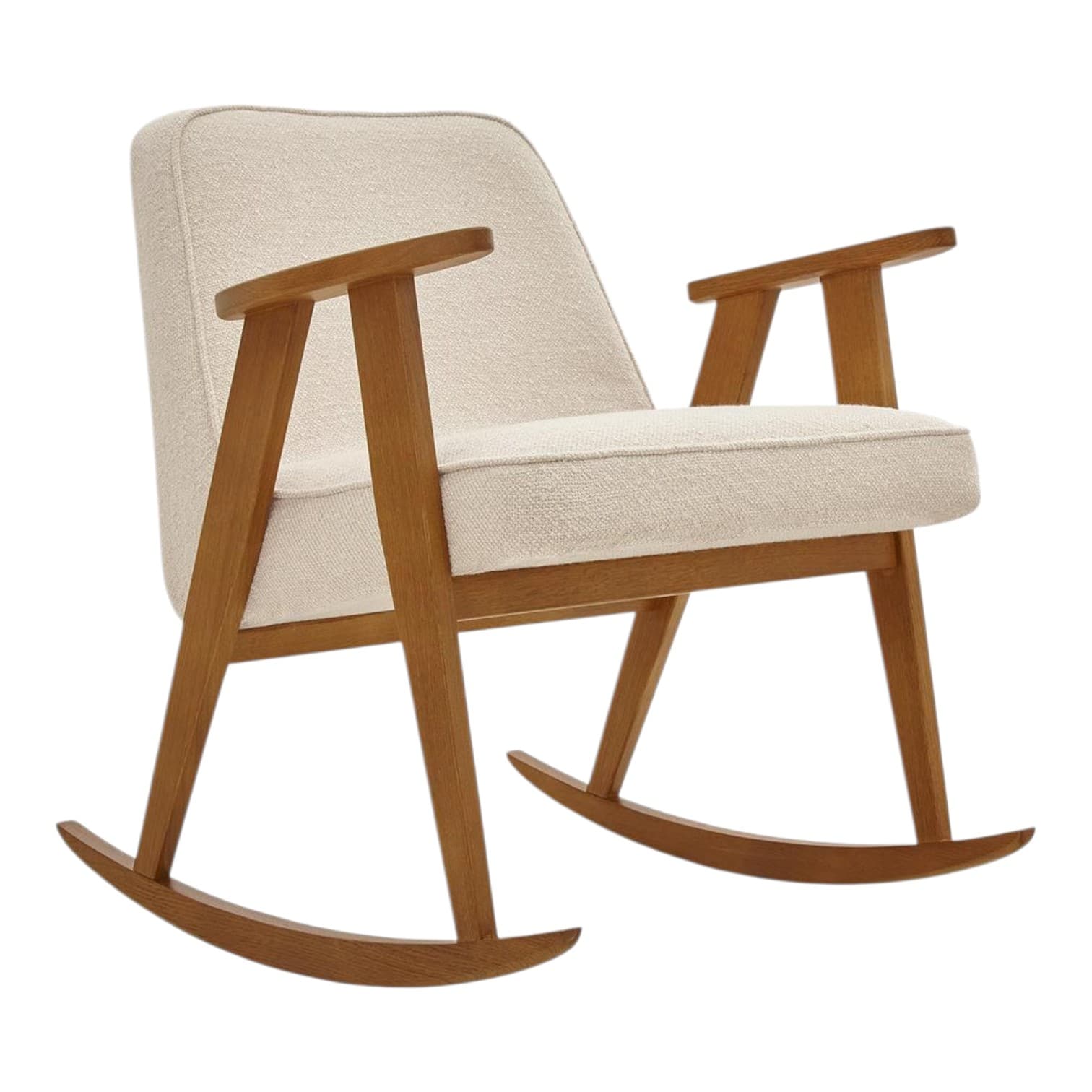 Fotel bujany 366 Boucle Creme, dąb 03 Dark, proj. J. Chierowski, 366 Concept