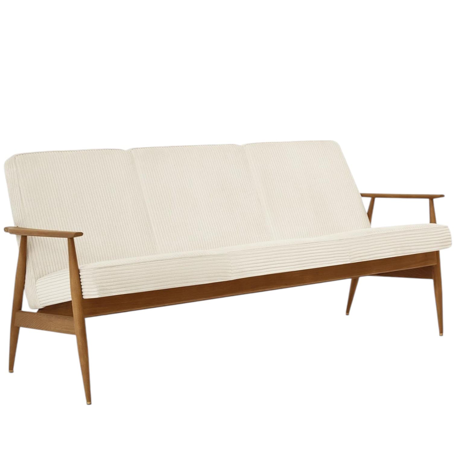 Sofa trzyosobowa Fox, Cord Creme, jesion 03 Dark, 366 Concept