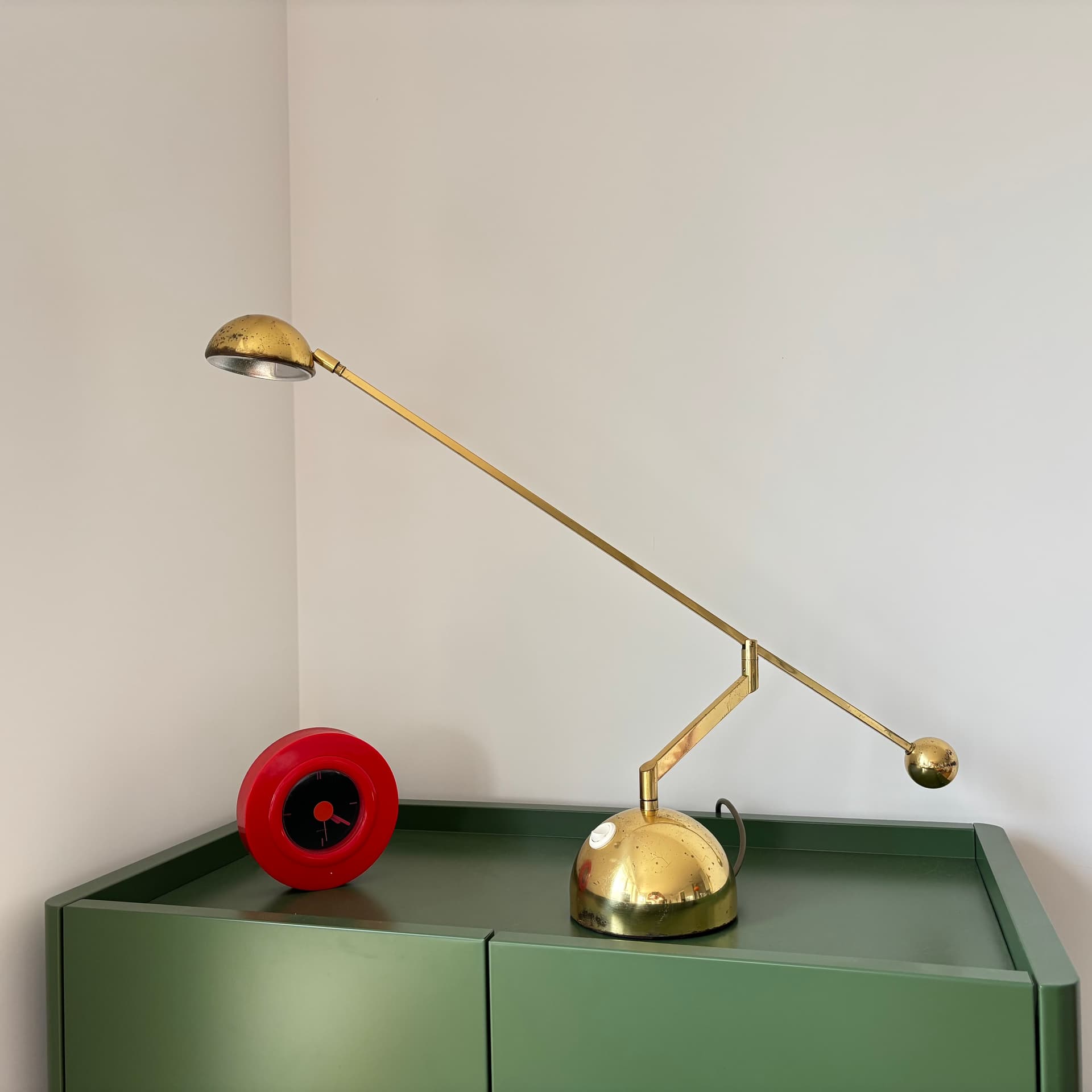 Lampa stołowa, Space Age, mosiądz złocony, Niemcy, lata 70. - 65283