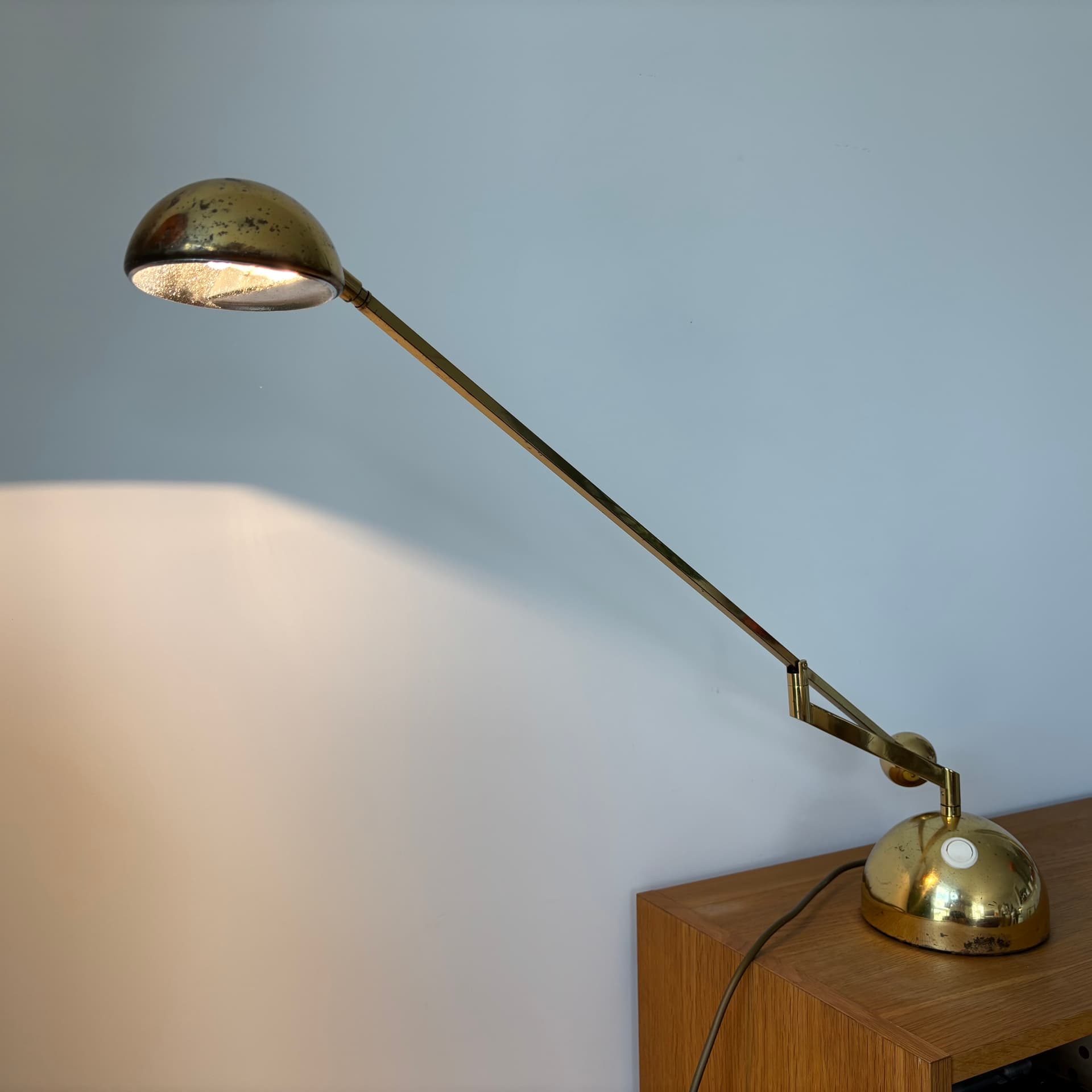 Lampa stołowa, Space Age, mosiądz złocony, Niemcy, lata 70. - 65280