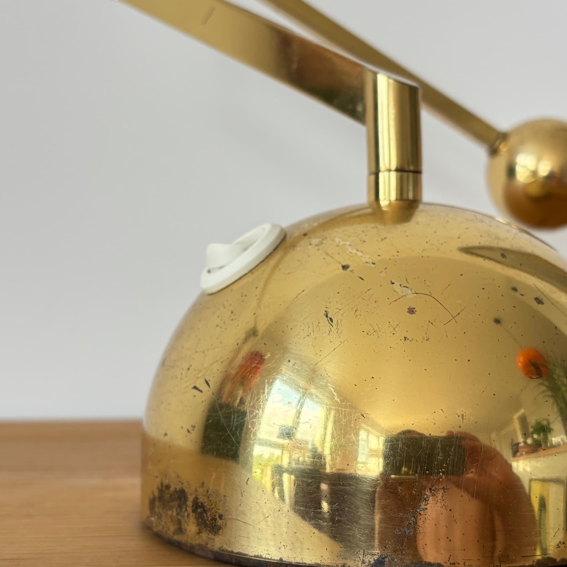 Lampa stołowa, Space Age, mosiądz złocony, Niemcy, lata 70. - 65278