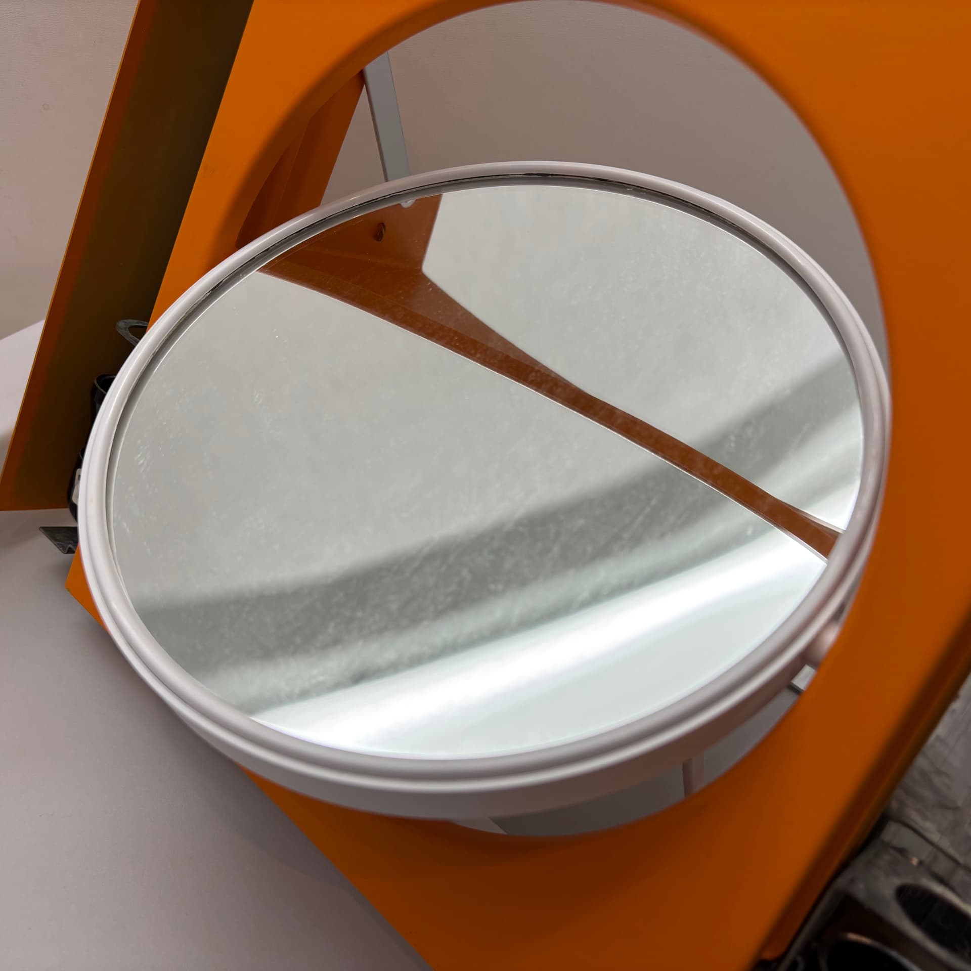 Makeup Mirror Space Age, orange, metal, Rowenta, Germany, 1970s. - 65295