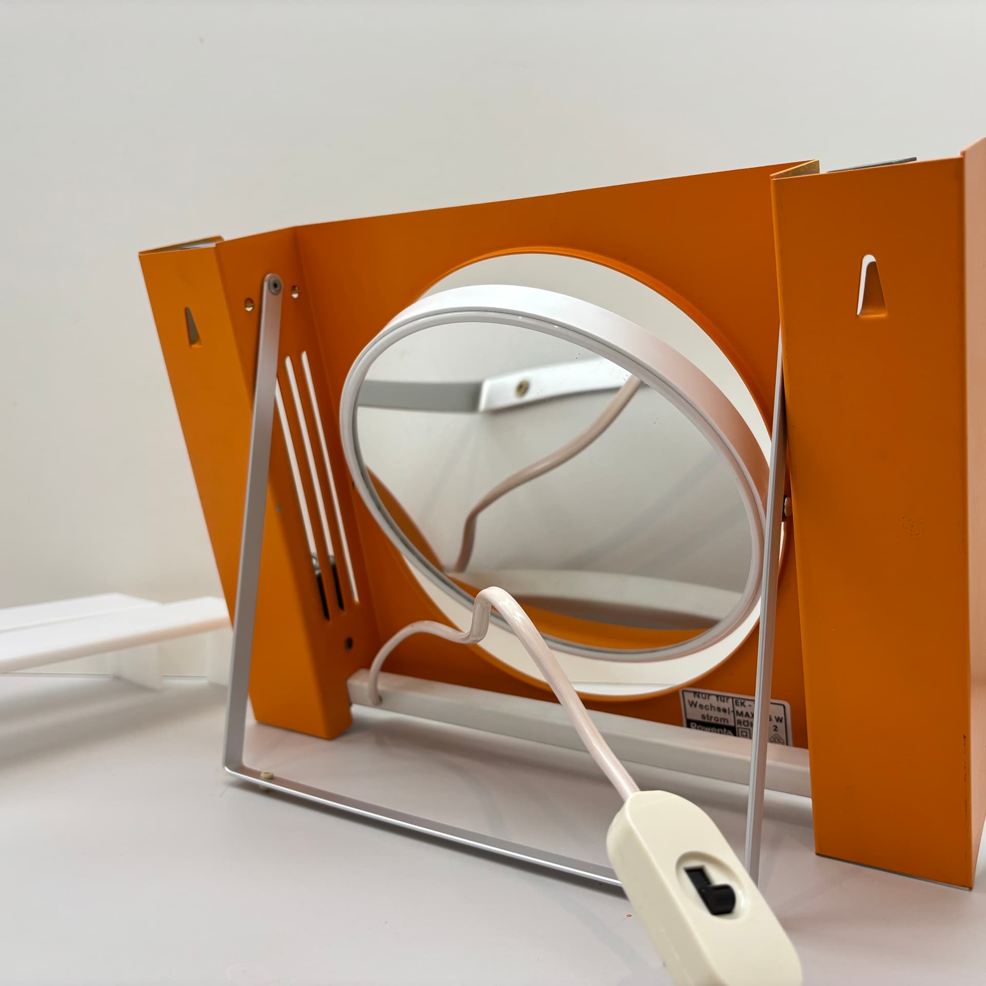 Makeup Mirror Space Age, orange, metal, Rowenta, Germany, 1970s. - 65294