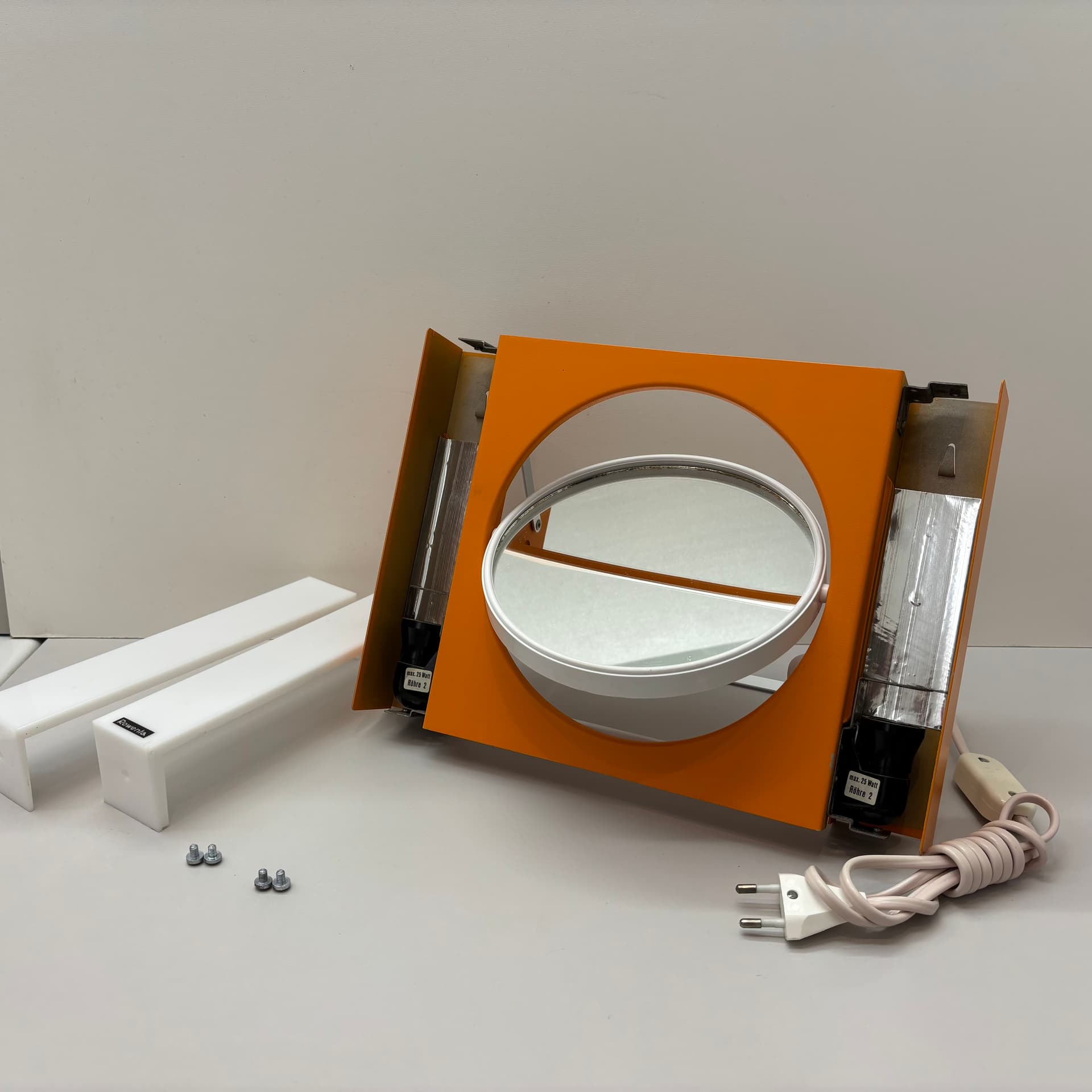 Makeup Mirror Space Age, orange, metal, Rowenta, Germany, 1970s. - 65299