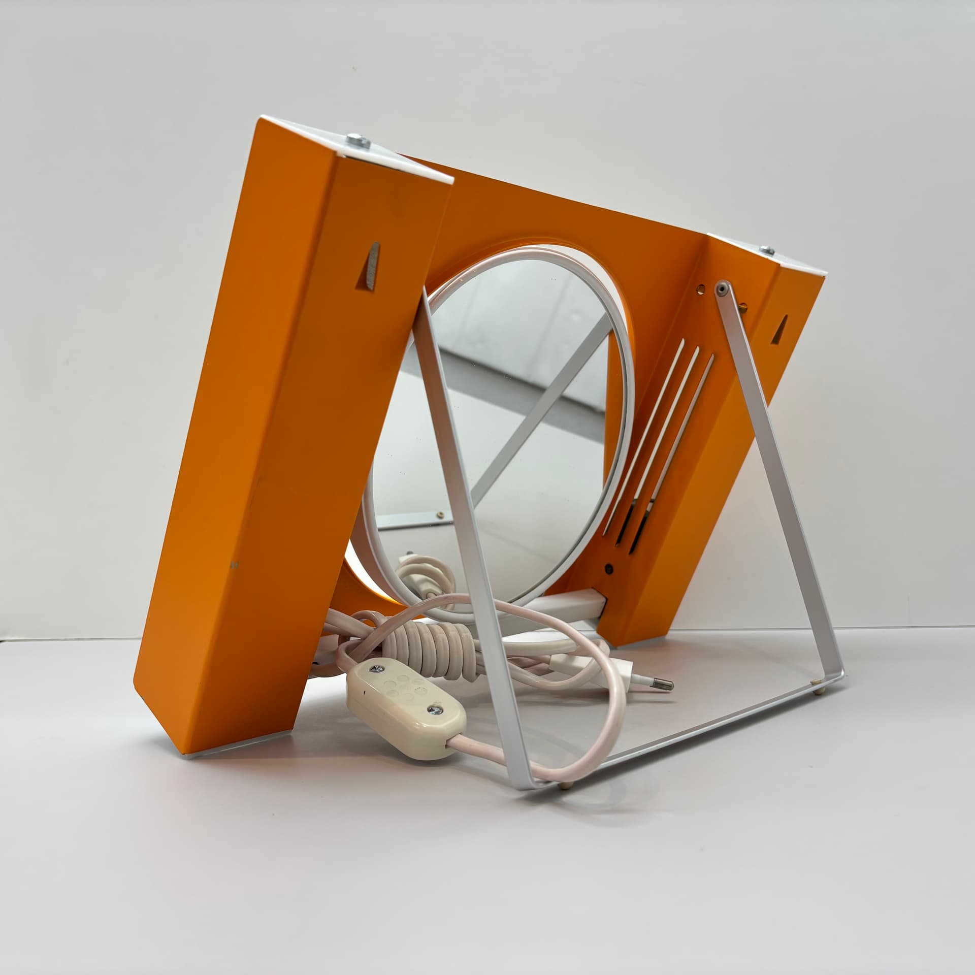 Makeup Mirror Space Age, orange, metal, Rowenta, Germany, 1970s. - 65291