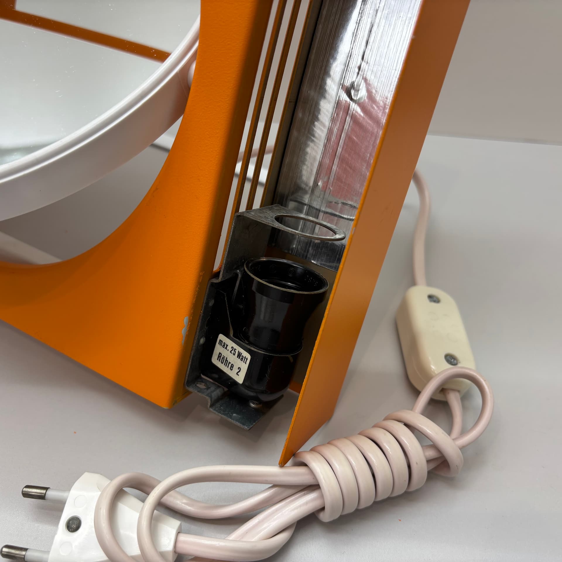 Makeup Mirror Space Age, orange, metal, Rowenta, Germany, 1970s. - 65298