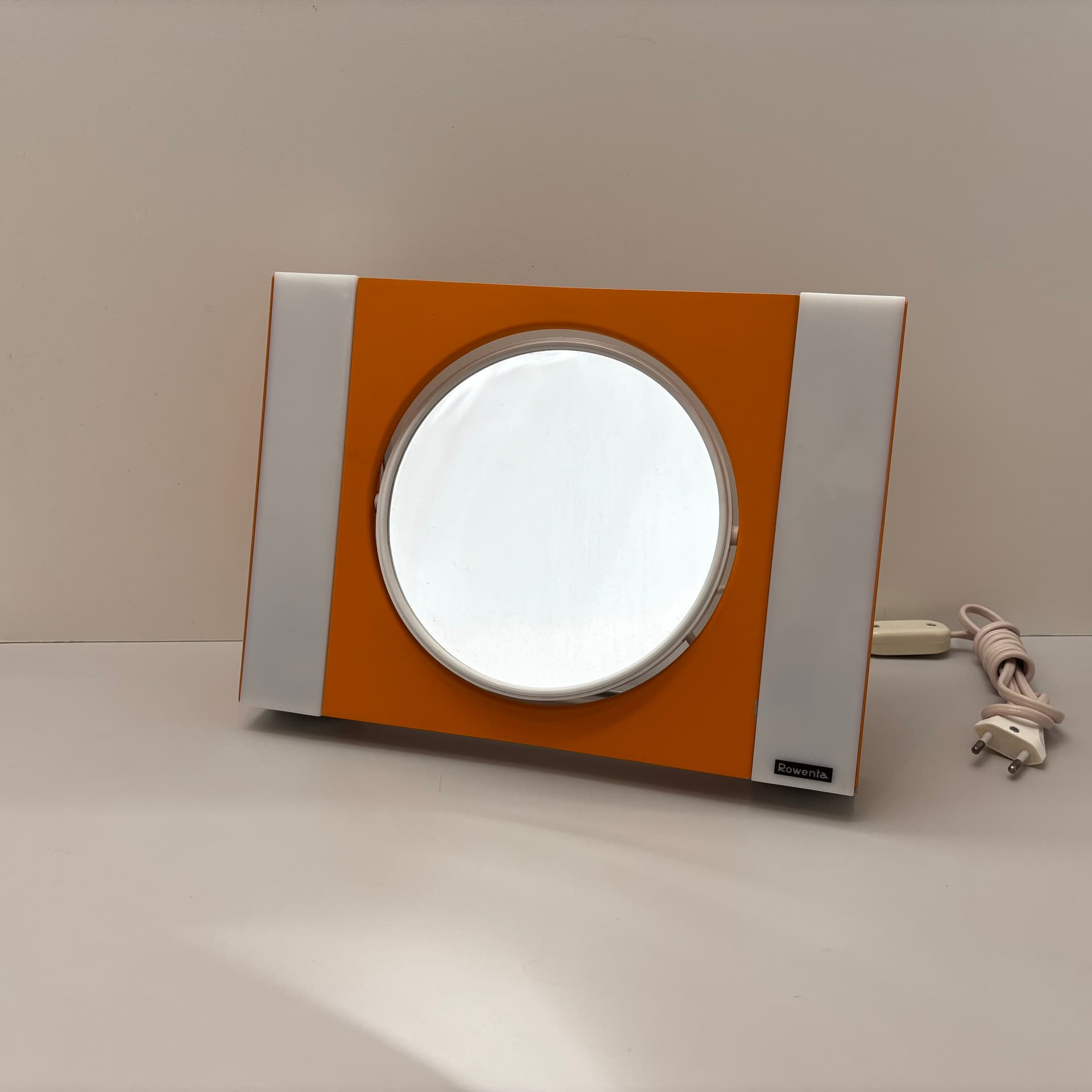 Makeup Mirror Space Age, orange, metal, Rowenta, Germany, 1970s. - 65293
