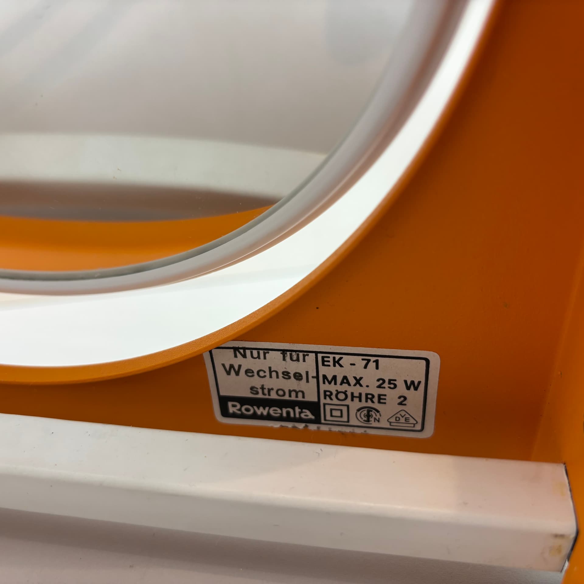 Makeup Mirror Space Age, orange, metal, Rowenta, Germany, 1970s. - 65292