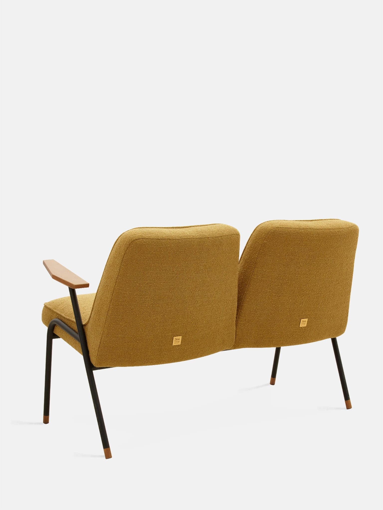 366 Metal two-seater sofa 118x66x75 cm boucle fabric mustard yellow, 366 Concept - 65351