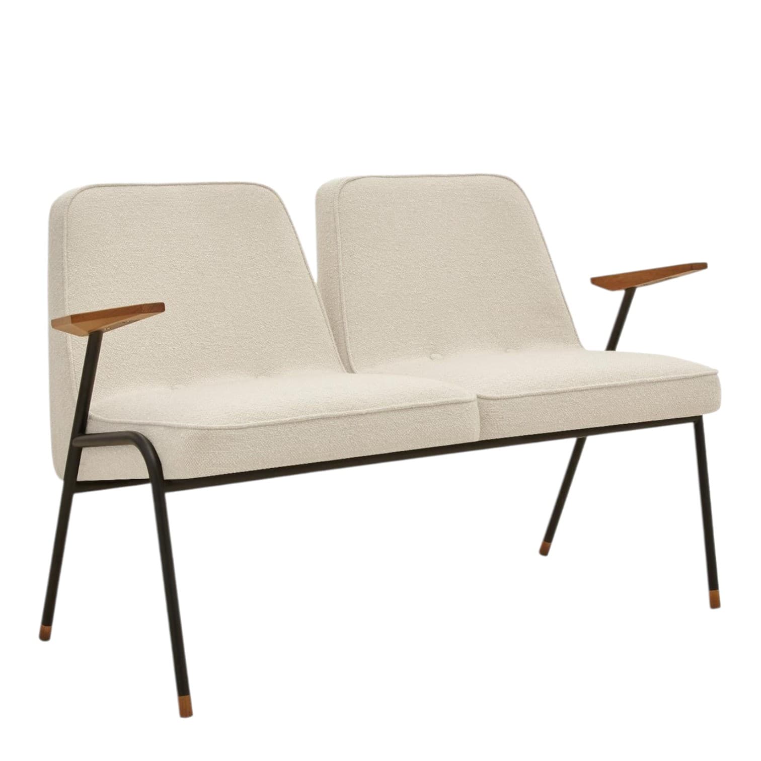 Sofa dwuosobowa 366 Metal Boucle Creme, stal czarna, 366 Concept