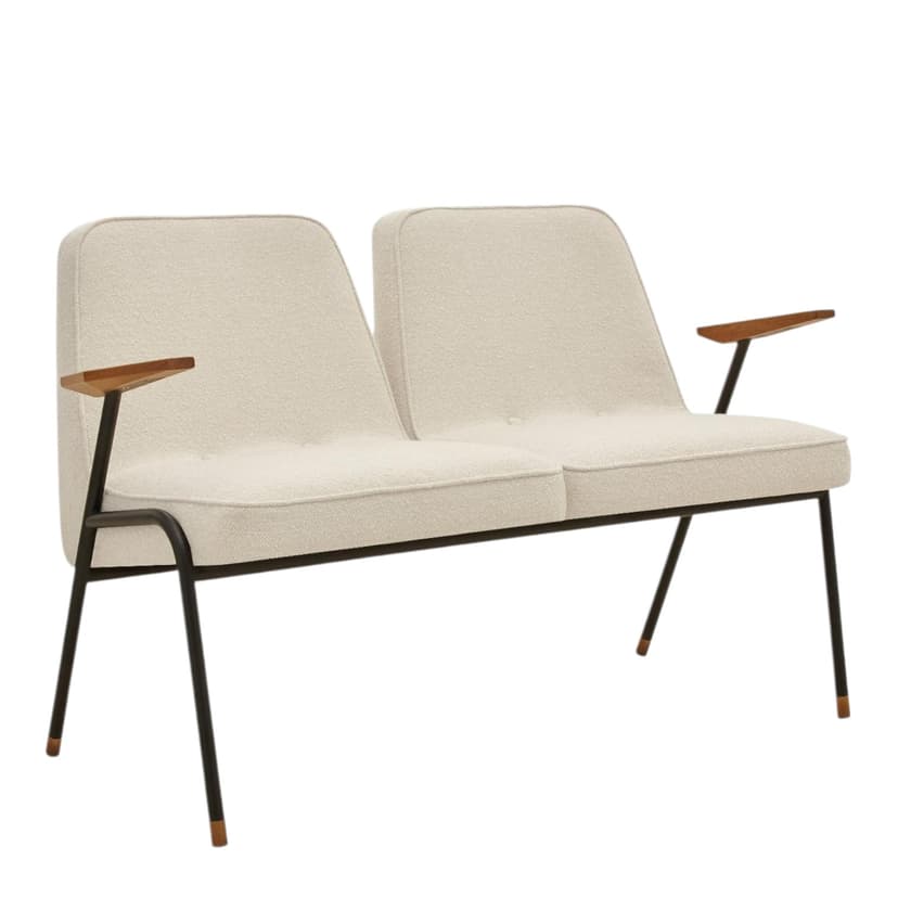 Sofa dwuosobowa 366 Metal Boucle Creme, stal czarna, 366 Concept