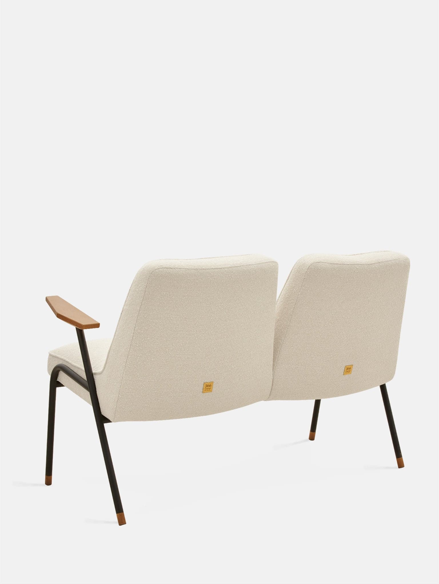 Sofa dwuosobowa 366 Metal Boucle Creme, stal czarna, 366 Concept - 65355