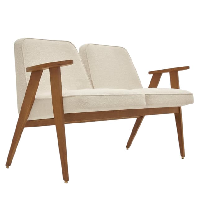 Sofa dwuosobowa 366 Metal, Boucle Creme, dąb 03 Dark, proj. J. Chierowski, 366 Concept - WYMIARY