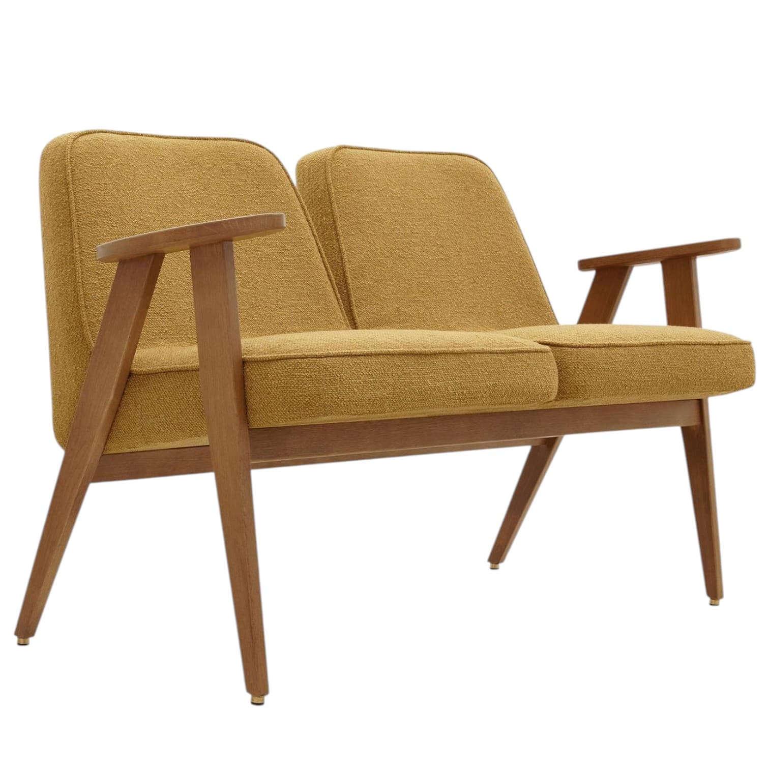 Sofa dwuosobowa 366 Boucle Mustard, dąb 03 Dark, proj. J. Chierowski, 366 Concept