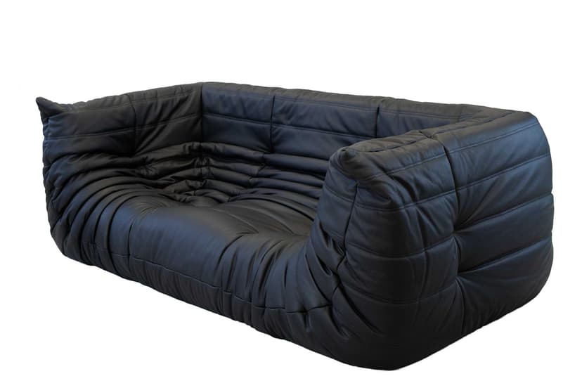 Sofa Togo z podłokietnikami, skóra czarna madras