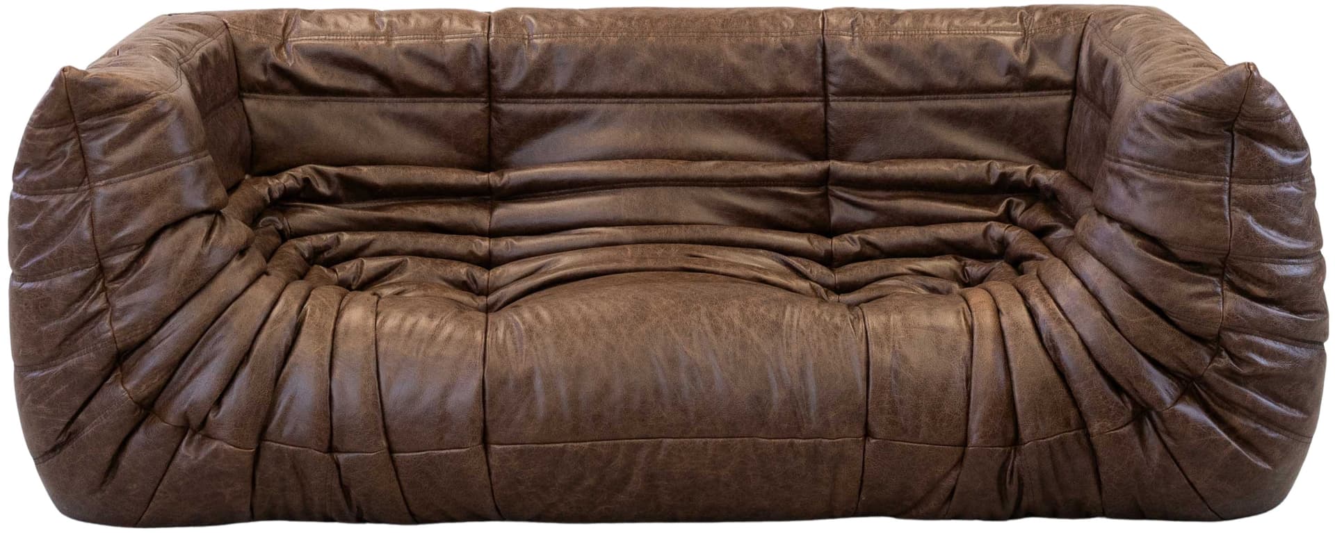 Sofa Togo z podłokietnikami, skóra brązowa kasztanowa - 65522