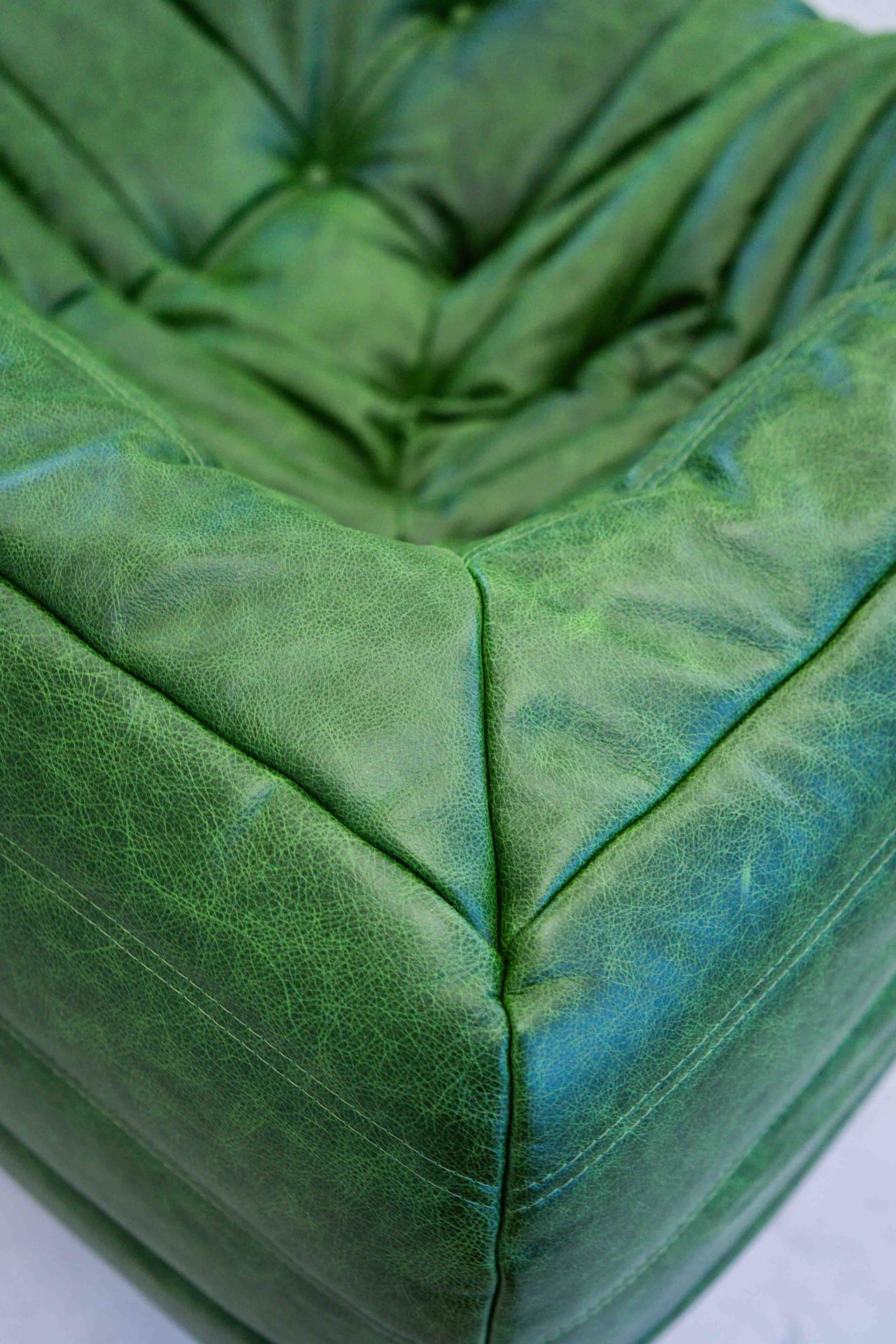 Sofa Togo z podłokietnikami, skóra zielona dubai - 298964