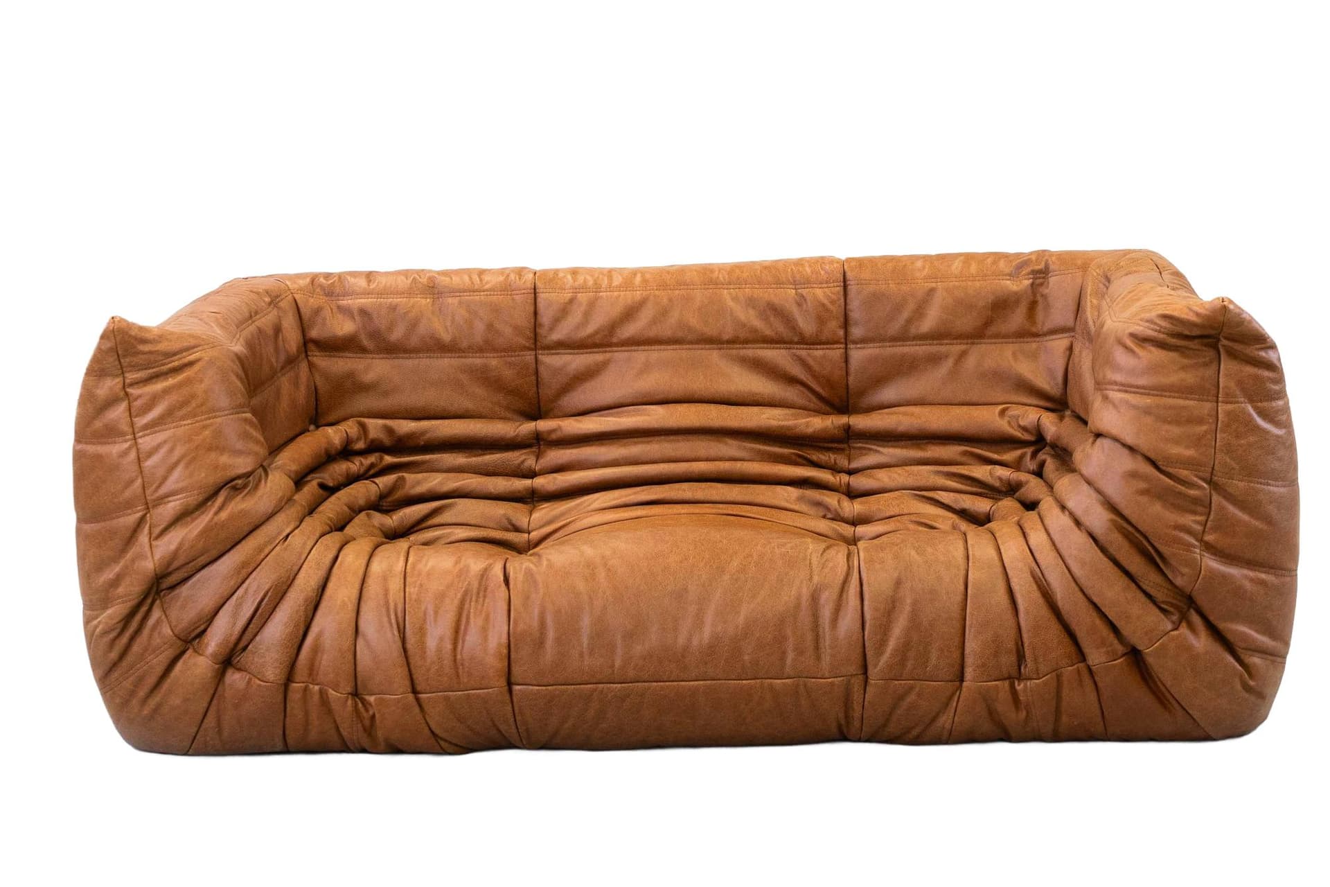 Sofa Togo z podłokietnikami, skóra brązowa dubai pine