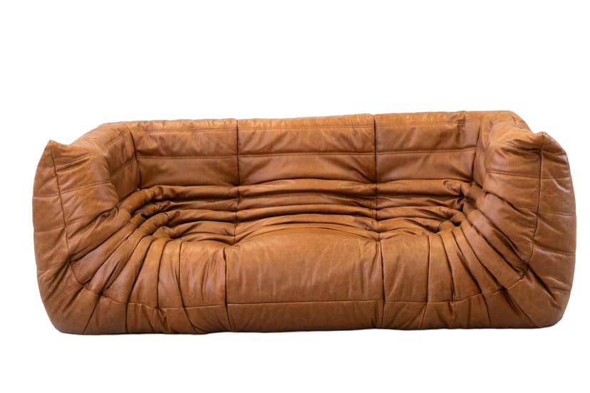 Sofa Togo z podłokietnikami, skóra brązowa dubai pine