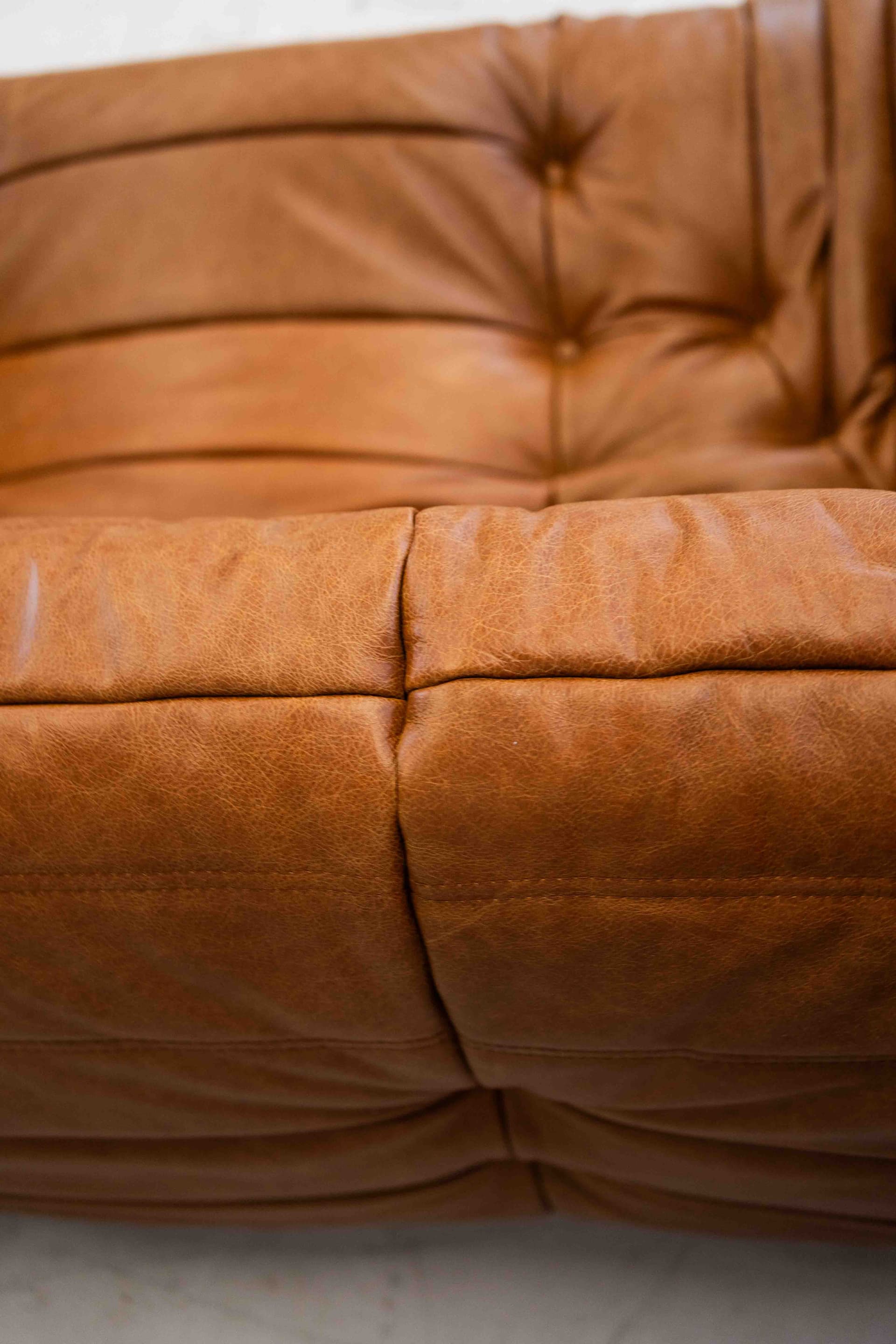 Sofa Togo z podłokietnikami, skóra brązowa dubai pine - 298976