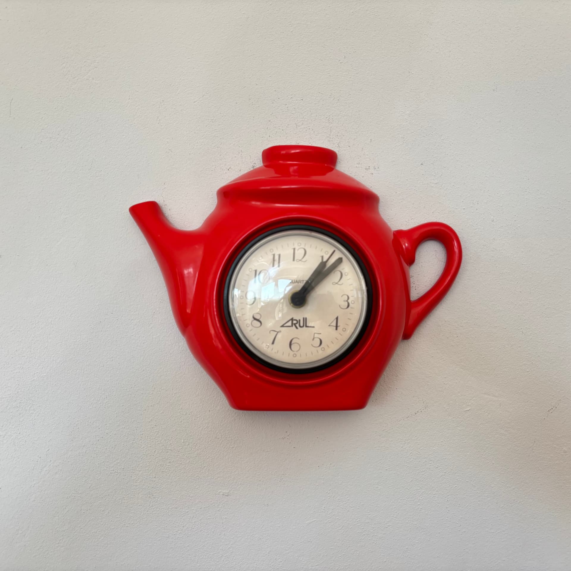 Zegar ścienny kuchenny, czerwony, ceramika, Niemcy, lata 80. - 65834