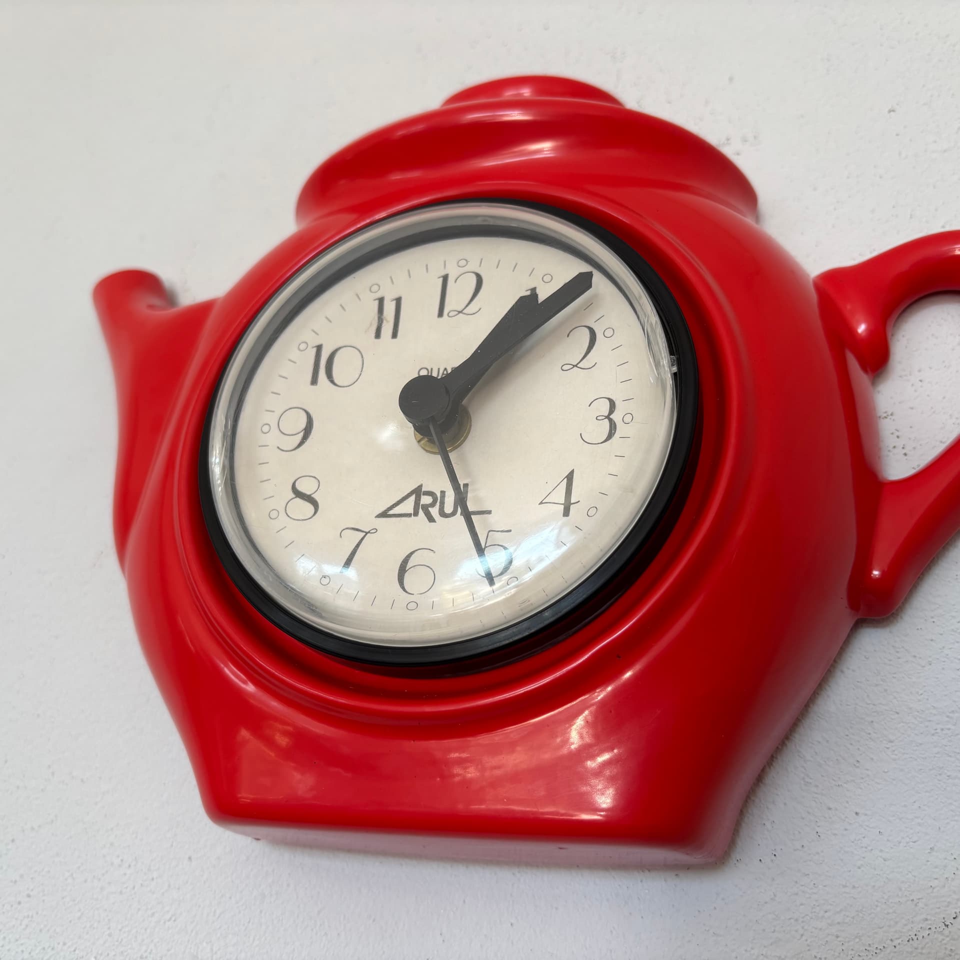 Zegar ścienny kuchenny, czerwony, ceramika, Niemcy, lata 80. - 65830