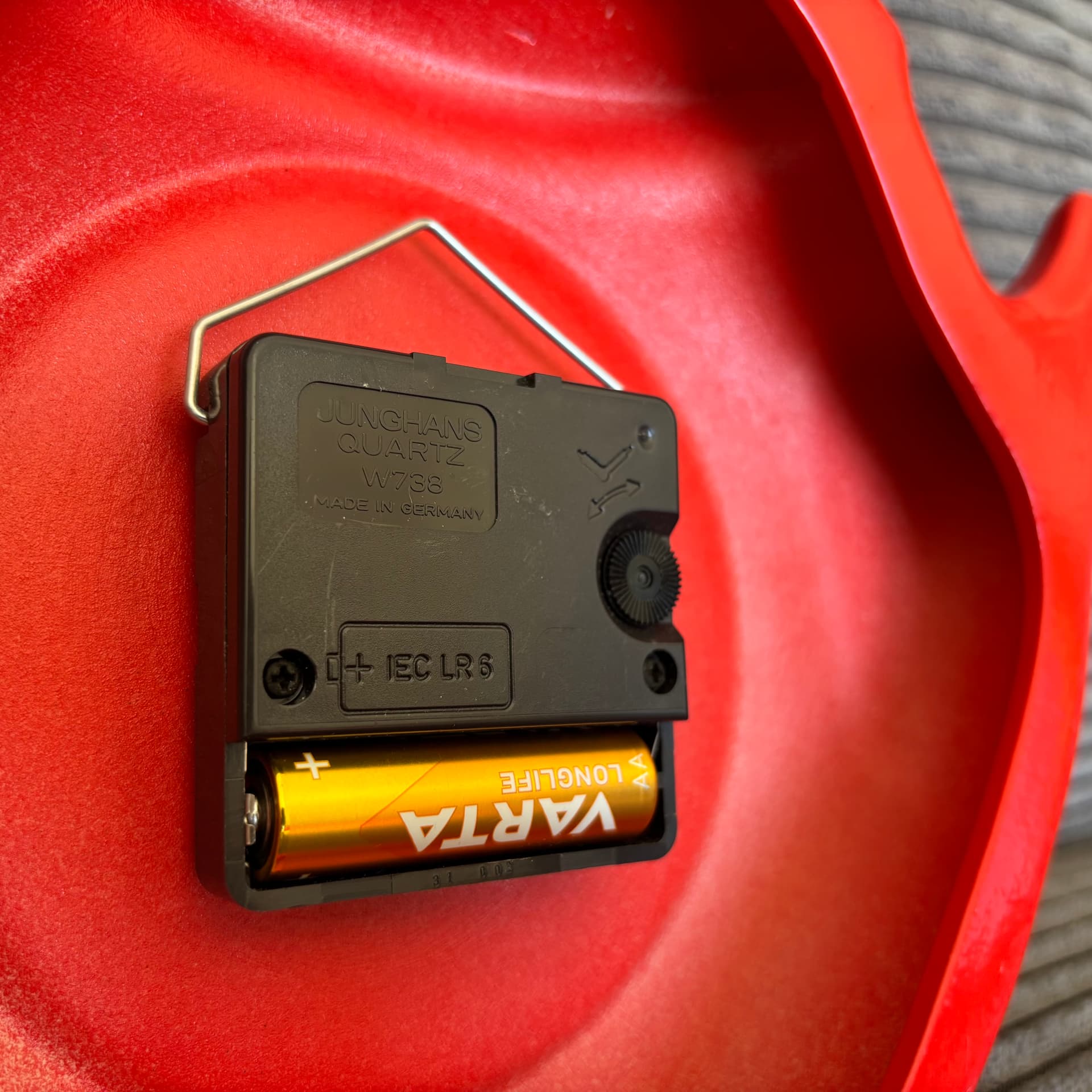 Zegar ścienny kuchenny, czerwony, ceramika, Niemcy, lata 80. - 65832