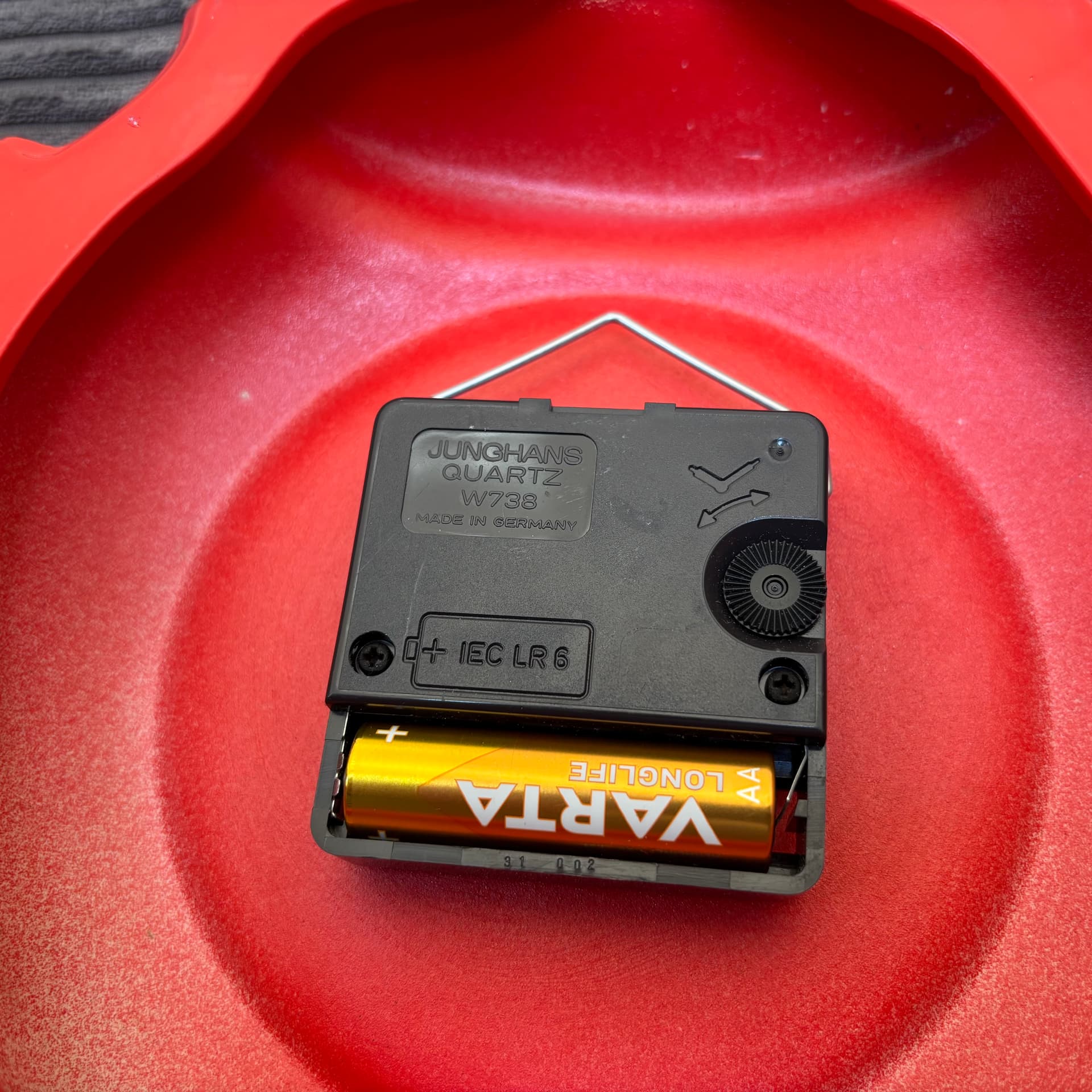 Zegar ścienny kuchenny, czerwony, ceramika, Niemcy, lata 80. - 65829