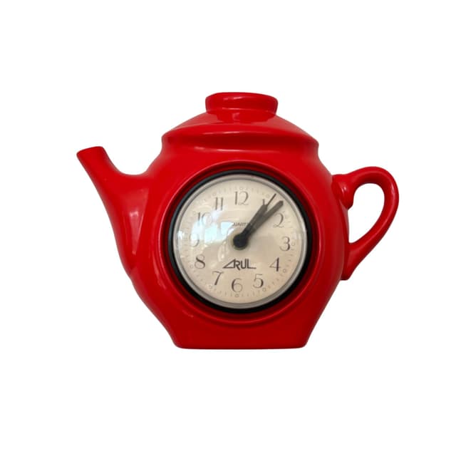 Zegar ścienny kuchenny, czerwony, ceramika, Niemcy, lata 80. - WYMIARY