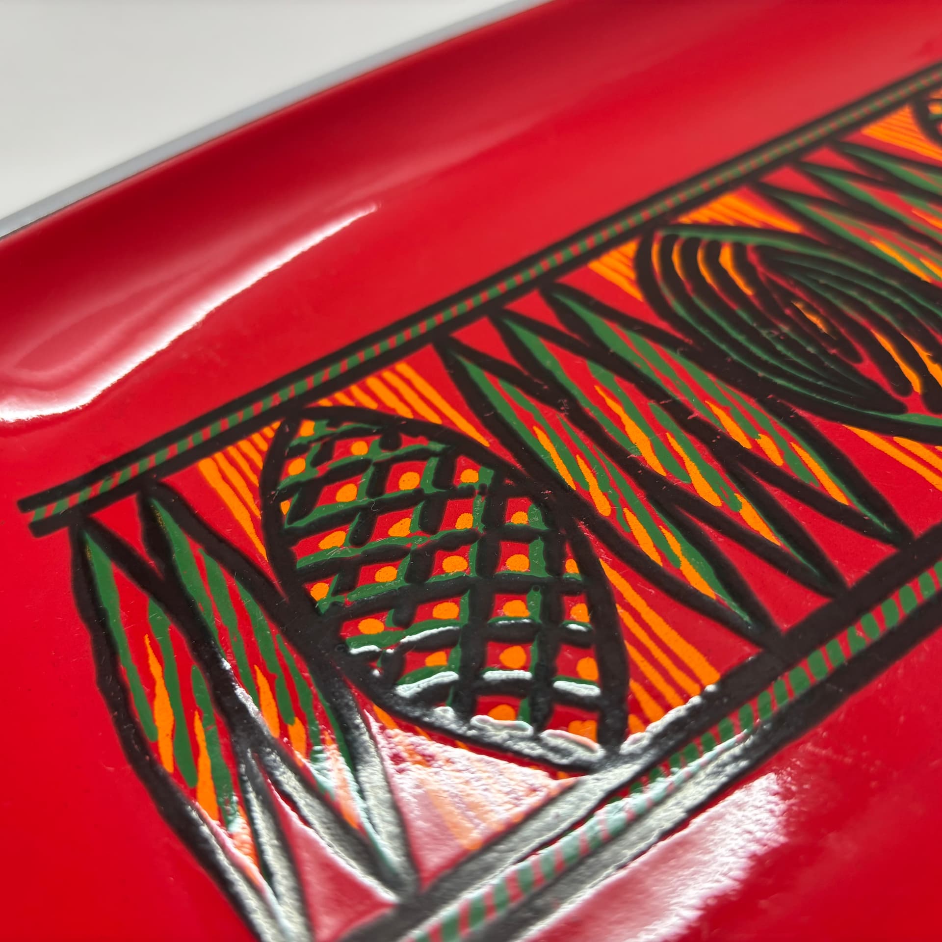 Taca, czerwona, emalia na metalu, Niemcy, lata 70. - 65855