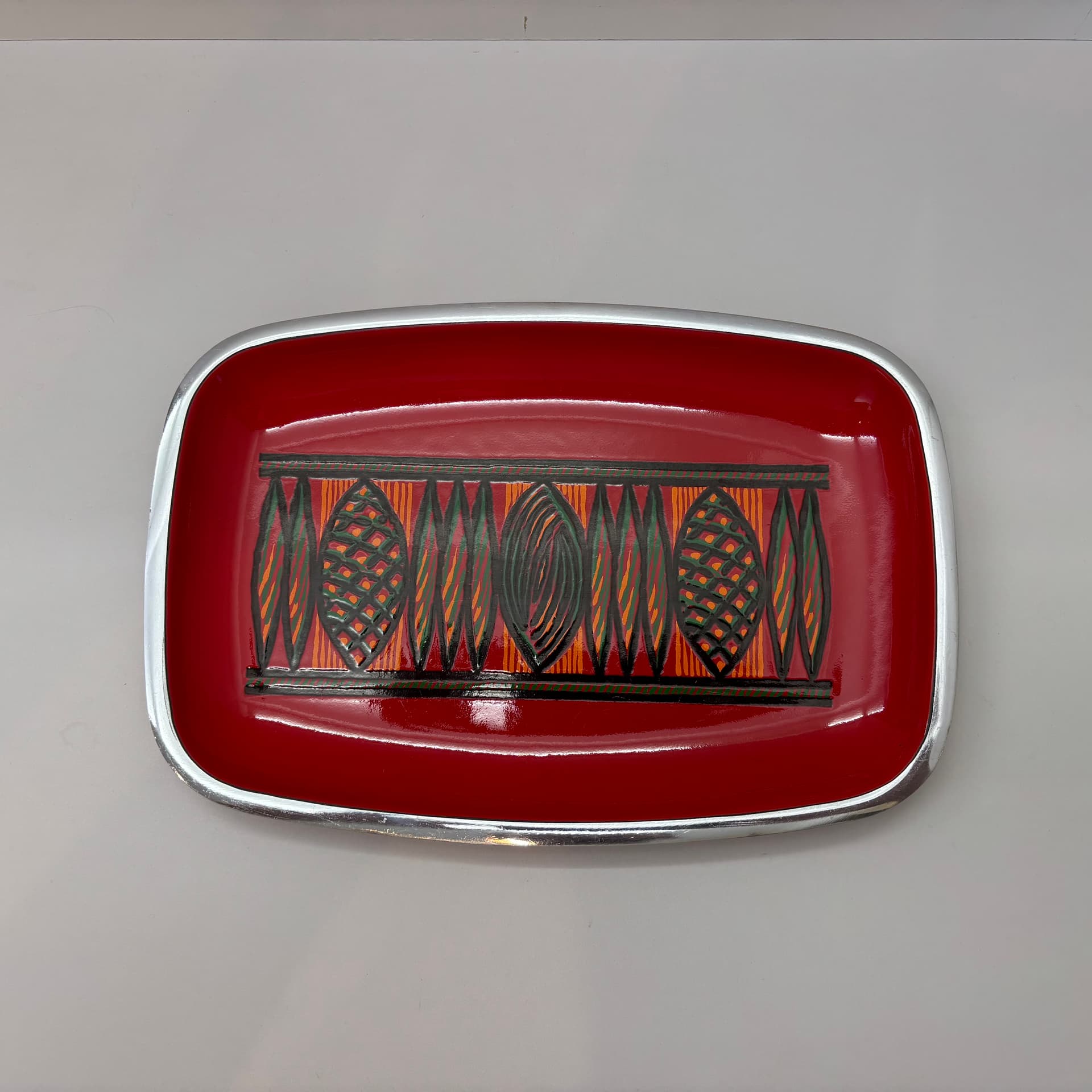 Taca, czerwona, emalia na metalu, Niemcy, lata 70. - 65857