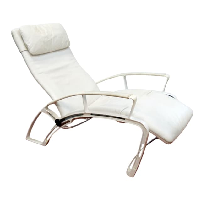 Lounge chair IP 845 S, white natural leather, by F. A. Porsche, 1980s. - DIMENSION