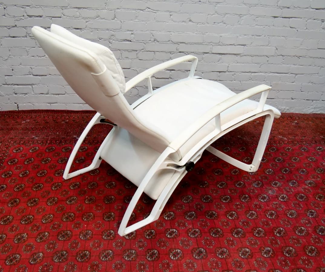 Lounge chair IP 845 S, white natural leather, by F. A. Porsche, 1980s. - 65867