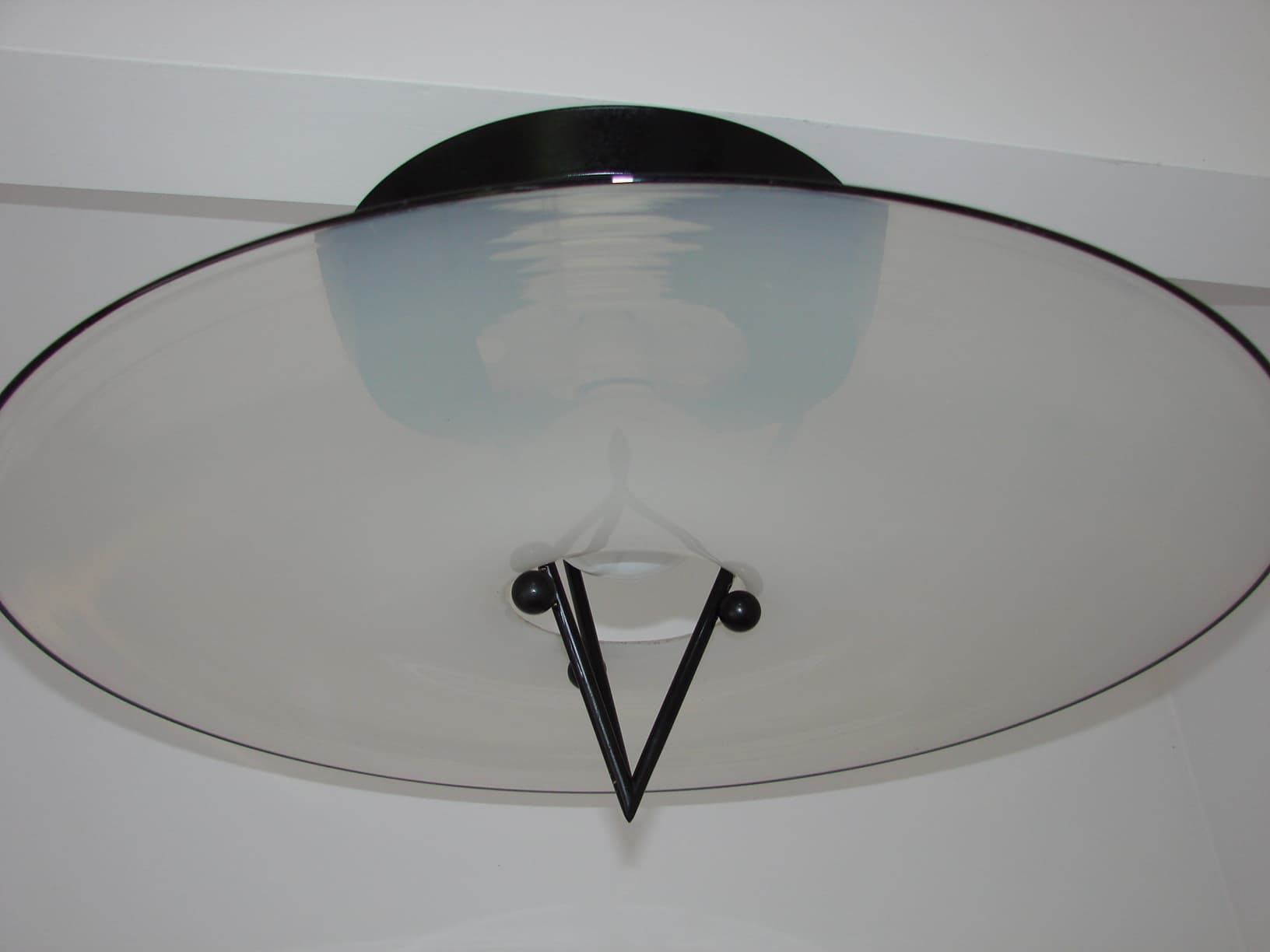 Pendant lamp Murano, white glass, black metal, Italy, 1980s. - 65902