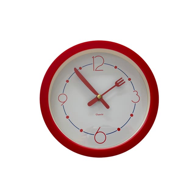 Zegar kuchenny, czerwony, plastik, szkło, Niemcy, lata 80. - WYMIARY