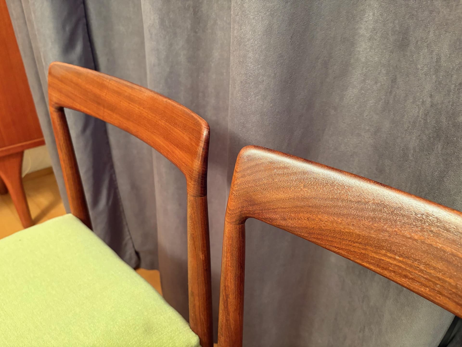 Zestaw czterech krzeseł Lübke, drewno tekowe, zielony, Niemcy, lata 60. - 79564