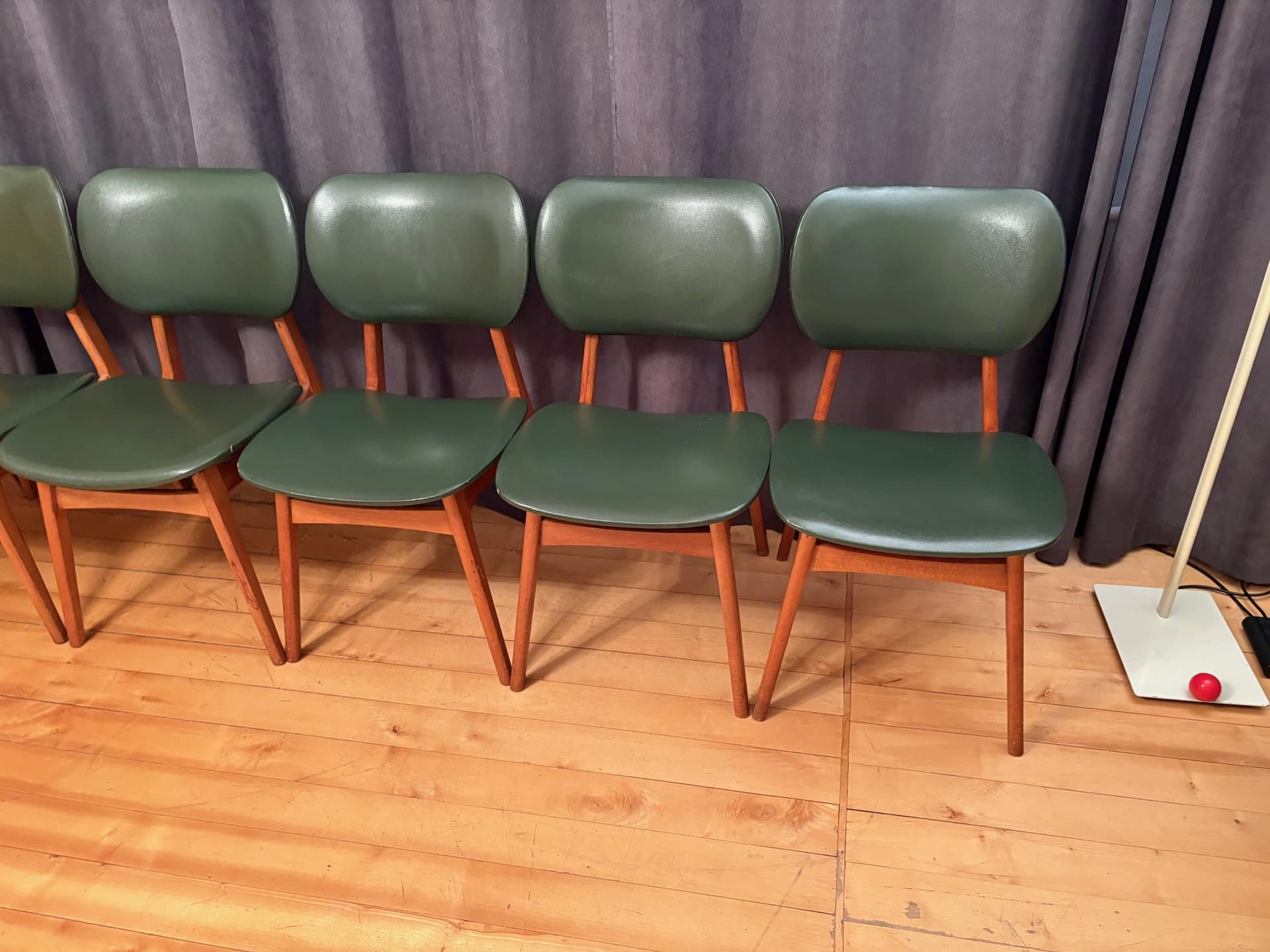 Set of six chairs, olive, beech, Germany, 1960s. - 79542