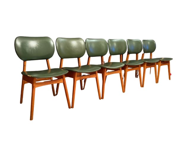 Set of six chairs, olive, beech, Germany, 1960s. - DIMENSION