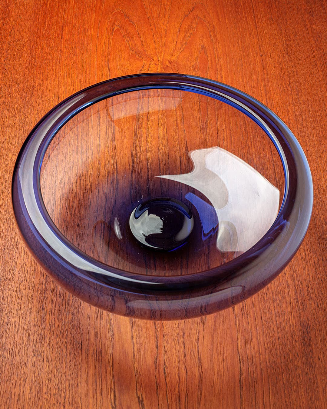 Decorative bowl Provence, blue glass, by P. Lütken, Holmegaard, Denmark, 1970s. - 66674